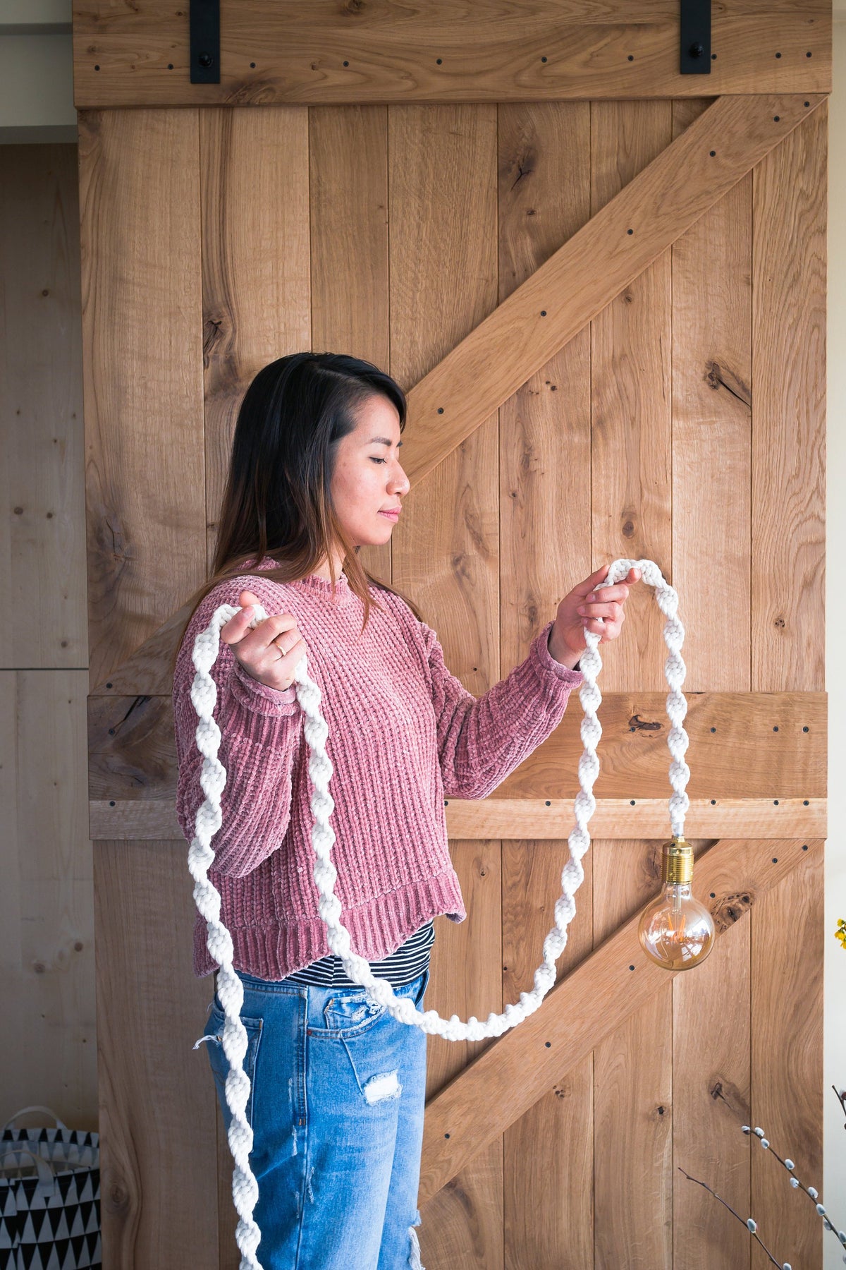 Macrame Pendant Light - 5mm Braided Cotton Rope - Length 5 Meter