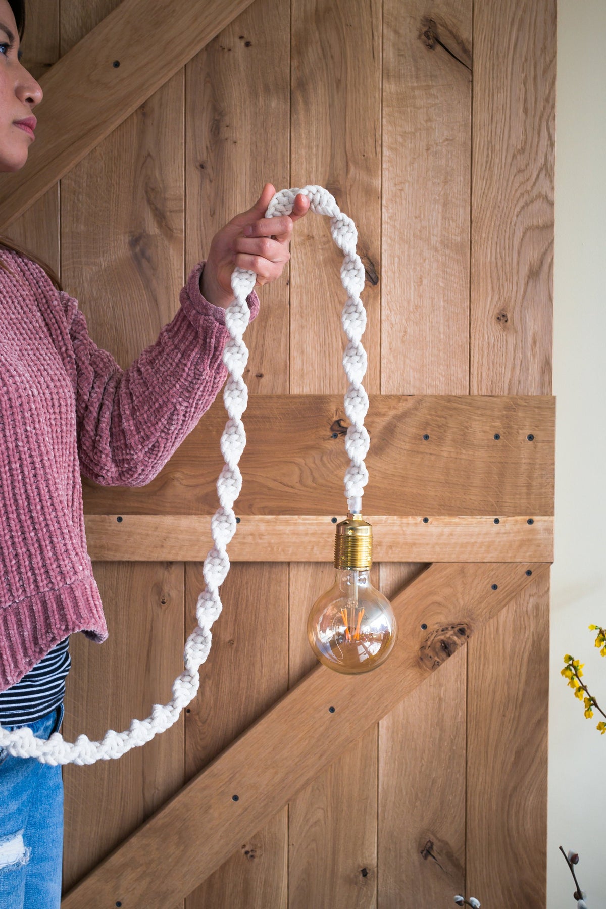 Macrame Pendant Light - 5mm Braided Cotton Rope - Length 5 Meter